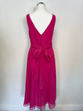 LK BENNETT PINK SILK SLEEVELESS FIT & FLARE SPECIAL OCCASION DRESS SIZE 10