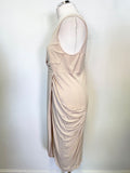 WHISTLES CREAM  SLEEVELESS  DRAPED FRONT PENCIL DRESS SIZE 16