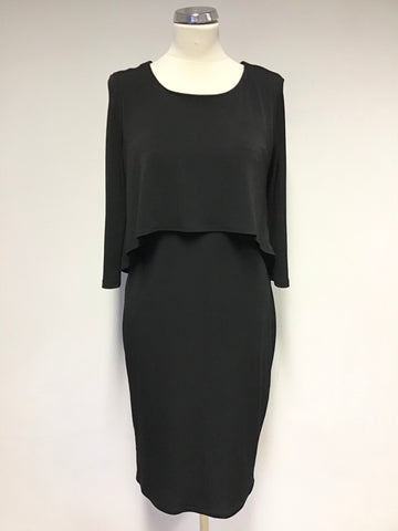 PHASE EIGHT BLACK OVER LAYERED TOP PENCIL DRESS SIZE 12