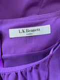 LK BENNETT ALO PURPLE 3/4 SLEEVED WRAP ACROSS PENCIL DRESS SIZE 10