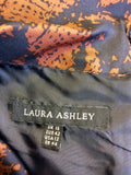 LAURA ASHLEY BLACK & COPPER PRINT SILK DRESS SIZE 16