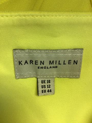 KAREN MILLEN YELLOW SILK STRAPPY DRESS SIZE 16