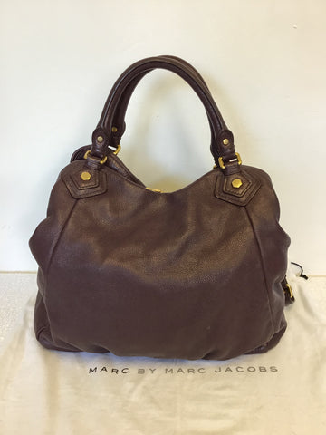 MARC BY MARC JACOBS Q FRAN BURGUNDY / WINE LARGE LEATHER SHOULDER BAG