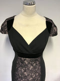 MARKS & SPENCER AUTOGRAPH BLACK LACE & VELVET TRIM SPECIAL OCCASION DRESS SIZE 10