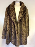 I MADISON BROWN LEOPARD PRINT FAUX FUR COAT SIZE L