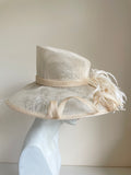 BRAND NEW HAT COMPANY CREAM/ NATURAL FEATHER TRIM FORMAL HAT