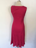 HOBBS RASPBERRY PINK SLEEVELESS LINEN DRESS SIZE 8