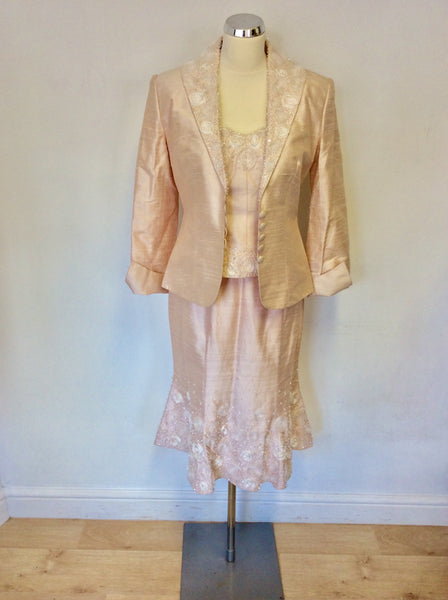 BRAND NEW VENI INFANTINO FOR ROLAND JOYCE PALE PINK BEADED SILK SPECIAL OCCASION/ MOTHER OF THE BRIDE OUTFIT SIZE 10