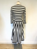 KAREN MILLEN BLACK & WHITE STRIPED 3/4 SLEEVE DRESS SIZE M