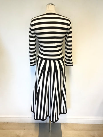 KAREN MILLEN BLACK & WHITE STRIPED 3/4 SLEEVE DRESS SIZE M