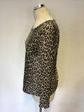 WHISTLES BROWN LEOPARD PRINT LONG SLEEVE TOP SIZE 12