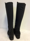 JONES THE BOOTMAKER BLACK SUEDE KNEE LENGTH BOOTS SIZE 5/38