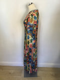 TRAVELLING LIGHT MULTI COLOURED AZTEC PRINT SHORT SLEEVE STRETCH JERSEY DRESS SIZE L