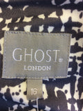 GHOST DARK GREY & WHITE PRINT DRESS SIZE 16