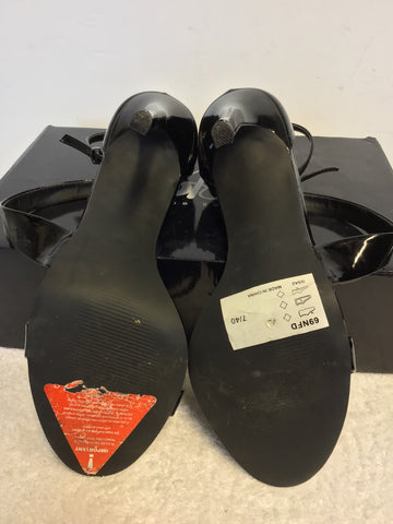 BRAND NEW SHOE BOX BLACK PATENT STRAPPY HEEL SANDALS SIZE 7/40