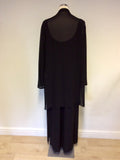 JACQUES VERT BLACK BEADED & SEQUINNED LONG DRESS & JACKET SIZE 18