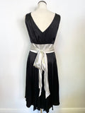 HOBBS BLACK & SILVER TRIM SILK SPECIAL OCCASION DRESS SIZE 10