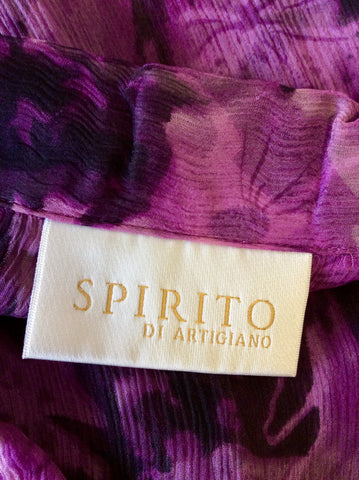 SPIRITO DI ARTIGIANO PINK & PURPLE FLORAL PRINT SILK BLOUSE SIZE 20