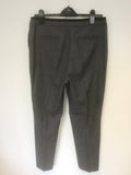 HOBBS DARK BLUE MARL WOOL BLEND ANKLE GRAZER TROUSERS SIZE 12