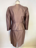 LK BENNETT BRONZE SILK & COTTON BLEND BELTED PENCIL DRESS & JACKET SUIT SIZE 12