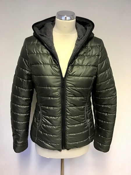 JAMES LAKELAND DARK OLIVE GREEN HOODED PADDED JACKET SIZE 44 UK 12