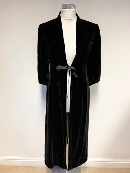 PHASE EIGHT BLACK VELOUR TIE FRONT SPECIAL OCCASION / EVENING COAT SIZE 10