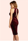 JESSICA WRIGHT ROXANNE DEEP RED CRUSHED VELVET PENCIL DRESS SIZE 14