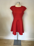 TED BAKER TEZZ RED CAP SLEEVE SKATER DRESS SIZE 4 UK 14