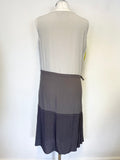 MINT VELVET GREY & YELLOW TRIM SLEEVELESS TIE SIDE DRESS SIZE 14