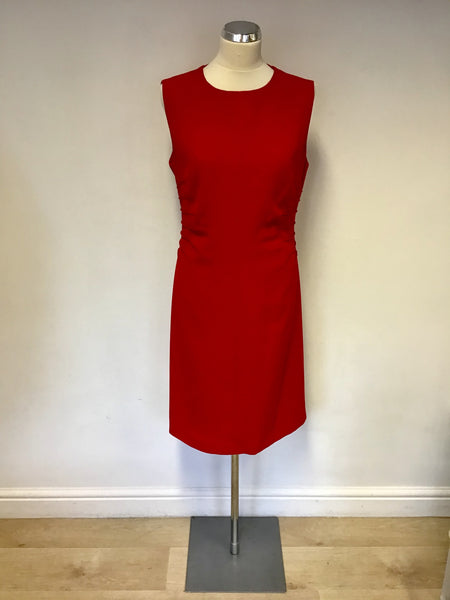 HOBBS RED SLEEVELESS PENCIL DRESS SIZE 16