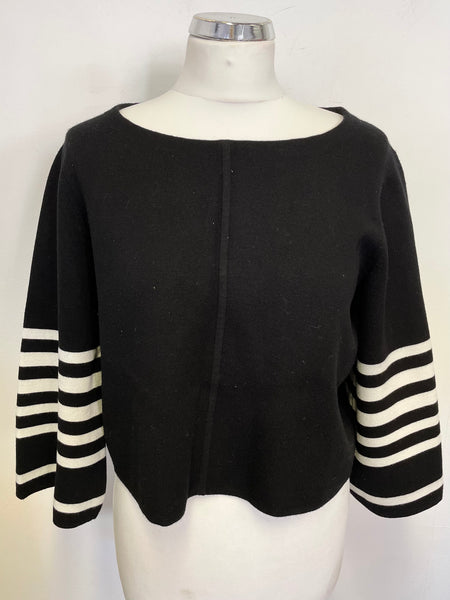 LK BENNETT LANGLEY BLACK & WHITE STRIPED CROPPED JUMPER SIZE M