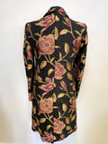 BRAND NEW MARKS & SPENCER BLACK WITH GOLD & RED FLORAL PRINT JACQUARD EMBROIDERED COAT SIZE 8