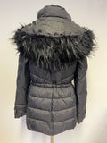 MINT VELVET BLACK DETACHABLE FUR TRIMMED HOODED PADDED JACKET SIZE 16