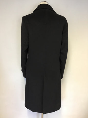 MARKS & SPENCER AUTOGRAPH BLACK WOOL,ANGORA & MOHAIR BLEND COAT SIZE 8