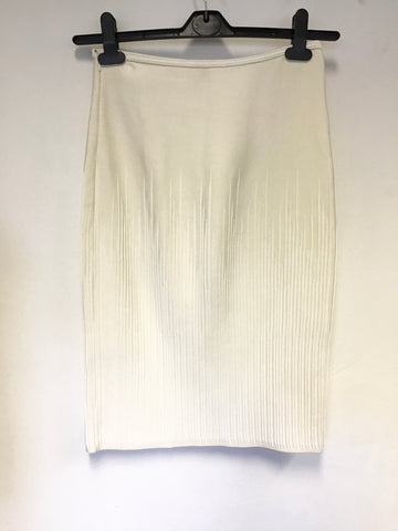 MAISON ULLENS IVORY SILK BLEND STRETCH PENCIL SKIRT SIZE S