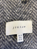 JIGSAW GREY HERRINGBONE WOOL BLEND CITY COAT SIZE 10