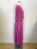 MAJE RAYINA DARK PINK DITSY FLORAL PRINT LONG SLEEVE ASYMMETRIC HEM DRESS SIZE 1 UK 8/10