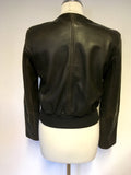 FRENCH CONNECTION DARK BROWN LEATHER ZIP FASTEN JACKET SIZE 10