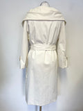 LK BENNETT IVORY COTTON WIDE COLLAR BELTED KNEE LENGTH COAT SIZE 14