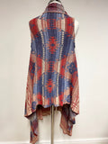 DENIM & SUPPLY RALPH LAUREN MULTI COLOURED KNIT SLEEVELESS CARDIGAN ONE SIZE