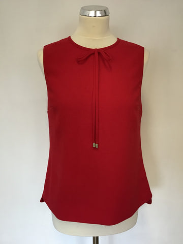 BRAND NEW TED BAKER NATALLE RED CHIFFON SLEEVELESS BOW TRIM TOP SIZE 2 UK 10