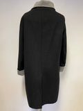 MAX MARA BLACK & GREY WOOL REVERSIBLE 3/4 LENGTH COAT SIZE 14