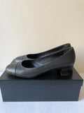 CHANEL BLACK LEATHER BLOCK HEEL COURT SHOES SIZE 6/39