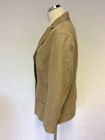 XANDRES TAN 100% NETTLE SUIT JACKET SIZE 44 UK 16