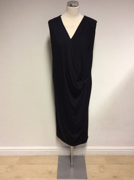 BRAND NEW MARKS & SPENCER AUTOGRAPH BLACK DRAPED STRETCH JERSEY DRESS SIZE 10