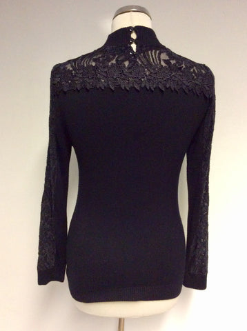 PASSIONI BLACK SEMI SHEER & LACE TRIM JUMPER SIZE S