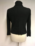 STEFANEL BLACK POLO NECK RIBBED JUMPER SIZE S