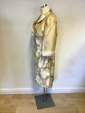 BRAND NEW MASCARA PALE GOLD & IVORY FLORAL PRINT PENCIL DRESS & BOLERO JACKET SIZE 16