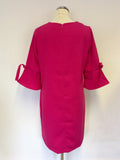 BRAND NEW SOSANDAR HOT PINK TIE SLEEVE SHIFT DRESS SIZE 14