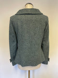 LK BENNETT TEAL 100% WOOL TWEED JACKET SIZE 14